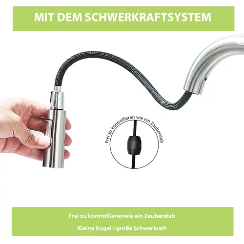 Silver Kitchen Faucet Extendable Shower Faucet Kitchen 360° Sink Faucet UK - Picture 11 of 14