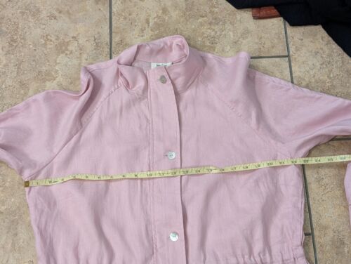 NEIMAN MARCUS Baby Pink 100% Linen Drawstring Adirondack Jacket Coat Women's L - Picture 8 of 10