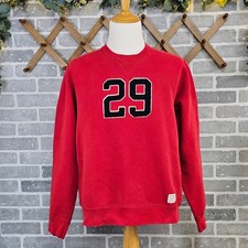 Y2K Abercrombie Fitch Mens XL Red Vintage Varsity Crewneck Sweatshirt 29 Patch