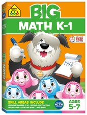 School Zone Big Math K-1 Workbook: 320 Pages, Kindergarten, 1st Grade, Numbers,