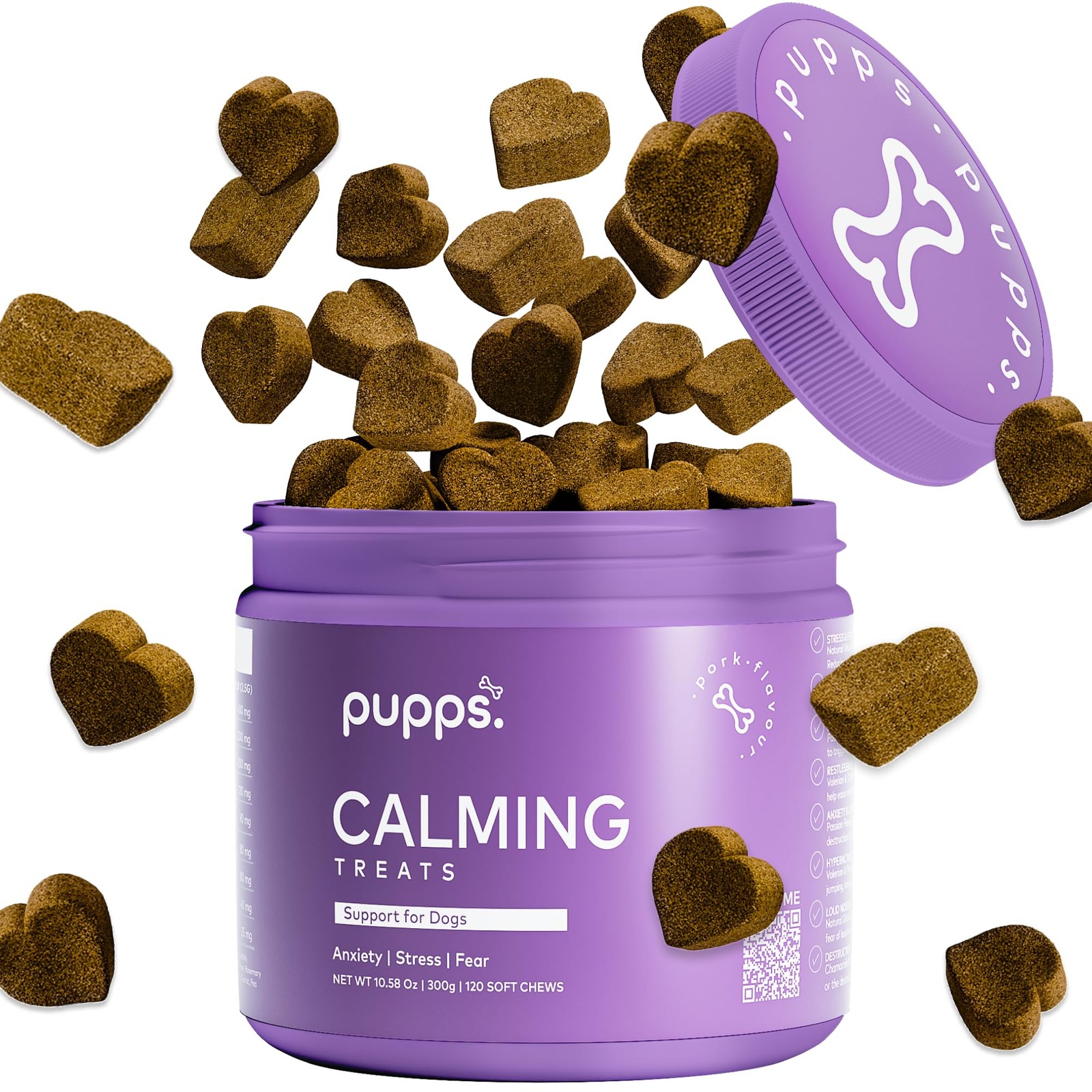 Pupps Calming Dog Treats - 120x Vet Approved Dog Calming Chews - Stop Barking, A
