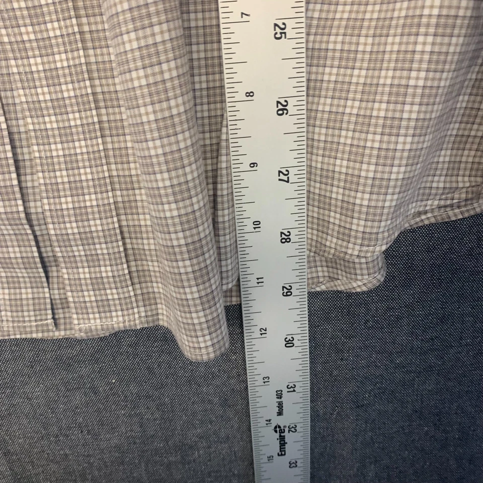 TOMMY HILFIGER Mens Dress Shirt Size 17 34/35XL Beige Plaid Long Sleeve Slim Fit - Image 4 of 4