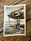 Vintage World War II WW2 Snapshot Photo Bomber Girl Nose Art Plane Military