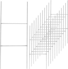 12 Pack Heavy Duty Metal H Frame Wire H Stakes, 17.5'' x 7'' Yard Sign Silver