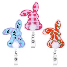 Embroidery Bunny Nurse Badge Reel Retractable Swivel Clip for Doctor Volunteer
