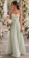 Adrianna Papell  Mint Green Chiffon Sweetheart Belted Formal Gown 2 NWT $249