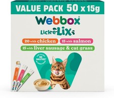 Webbox Lick-e-Lix Cat Treats Variety Mega Pack - Kitten Friendly (50 Sachest) UK