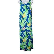Tommy Bahama Bird of Paradise Floral Maxi Dress Blue Green S/P Resort Vacation