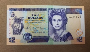 2003 Belize Banknote $2 Uncirculated Note P-66a