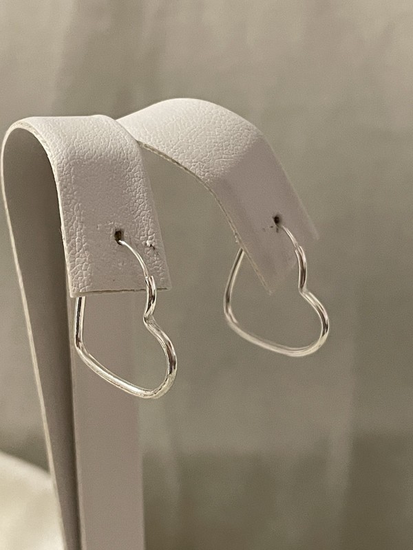 .925 Sterling Silver Heart Hoop Earrings