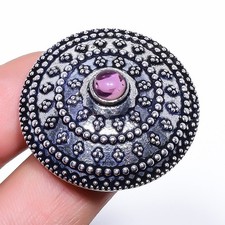 Natural African Amethyst Gemstone 925 Sterling Silver Ring Size Adjustable C660