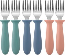 6-Pack Stainless Steel Toddler Forks Baby Kids Utensils for Self-Feeding