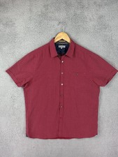 Ted Baker London Shirt Mens XL Red Micro Print Short Sleeve Button Up Preppy Men
