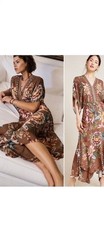 NWOT Farm Rio size M Valentina maxi dress brown floral pullover great condition