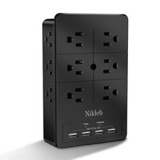 Surge Protector Wall Charger, 12 Wide AC Outlets Power Strip, 4 Ports USB Cha...