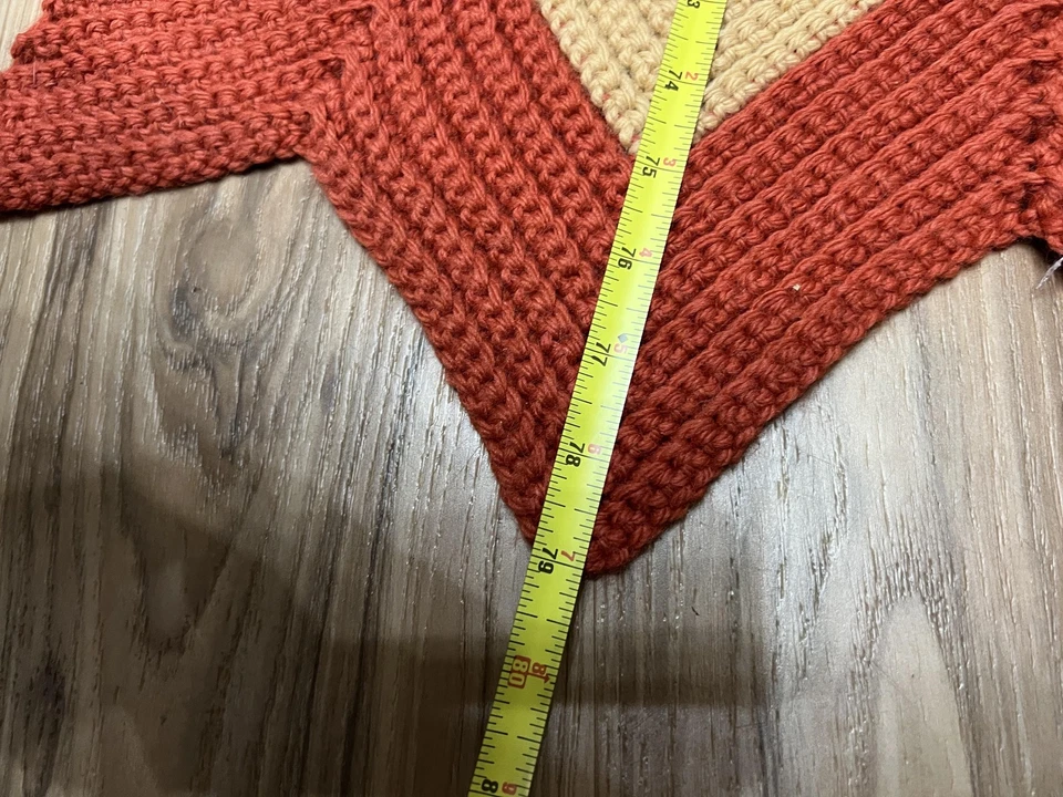 Handmade Crochet Afghan Blanket Throw Chevron Ripple Striped Pink Sage Rust - Image 3 of 4