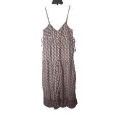 American Eagle Womens Small Paisley Floral Boho Midi Dress Button Front Smocked