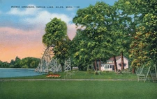 Picnic Grounds at Indian Lake-Niles, Michigan MI linen unposted