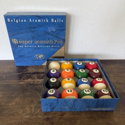 Super Aramith Pro Belgian Billiard Balls Professional Tournament Pool Set VTG