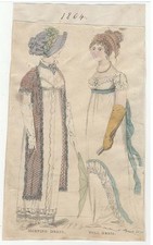 LADY'S MONTHLY MUSEUM    Regency Fashion Plate    MORNING DRESS   OCTOBER 1804