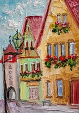 City Houses Oil Painting 15x20cm City Landscape Original Oil Painting on Cardboard