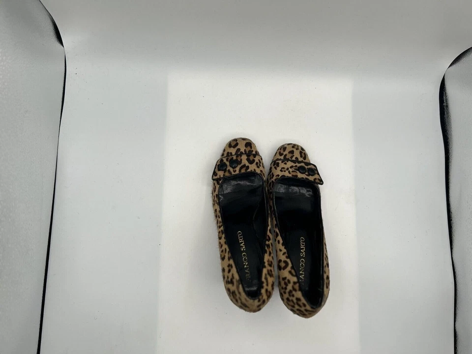 Tacones Franco Sarto para mujer talla 7M marrón gamuza sin cordones punta cuadrada estampado de leopardo Foto 4 de 4