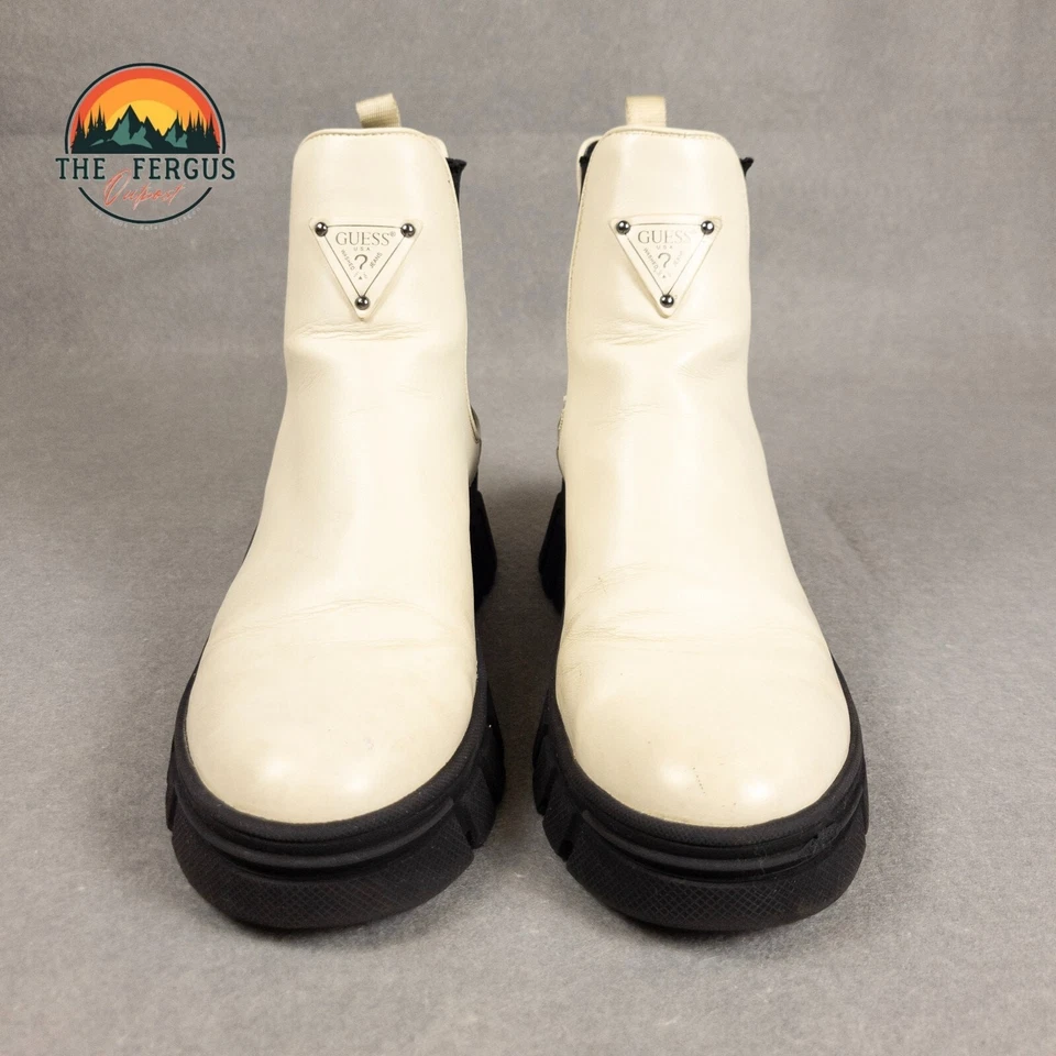 Botas Chelsea Guess Hestia blancas negras suela de cuero al tobillo para mujer talla 9,5 M Foto 2 de 4