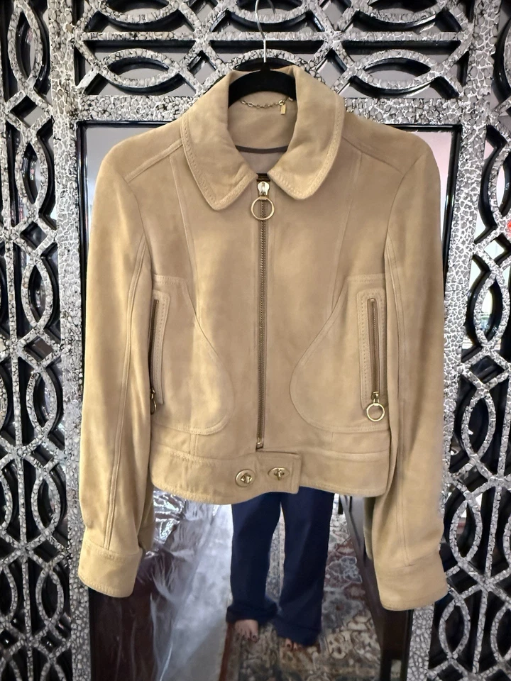 Coach желтовато-коричневый бежевый замшевая куртка Bonnie Cashin поворот замки размер 4 - Изображение 2 из 4