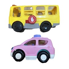 Fisher-Price Little People Vehicles Big Yellow School Bus Lights Sounds Bug