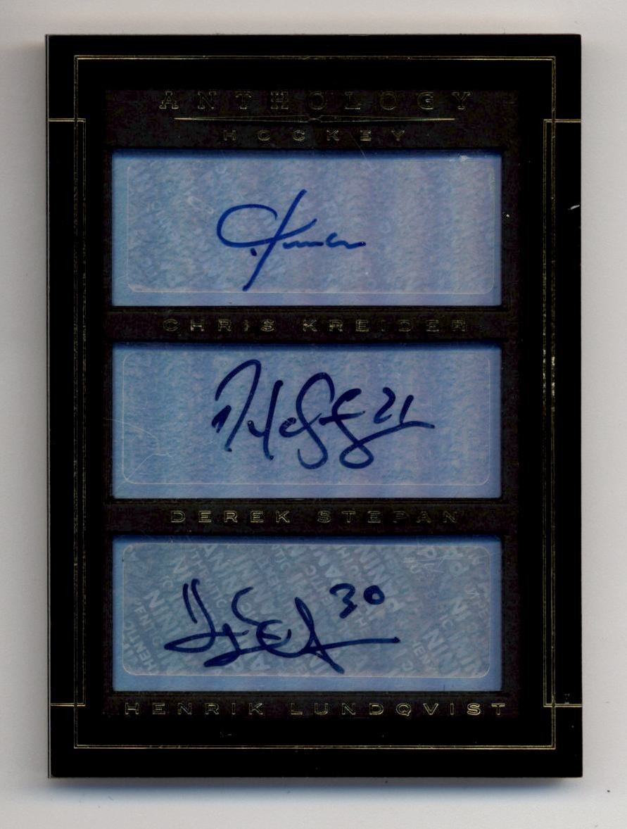 2014-15 Panini Anthology Chris Kreider Derek Stepan Henrik Lundqvist Auto 25/49