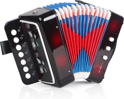 Lotkey 7 Key Kids Accordion, 3 Bass Mini Accordion Instrument, Lightweight and D