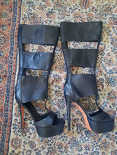 Super Sexy Gogo Plateau High Heels Stiefel Sandalette 44