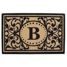 Heavy Duty Black 30 in. x 48 in. Coir Heritage Monogrammed B Indoor Outdoor