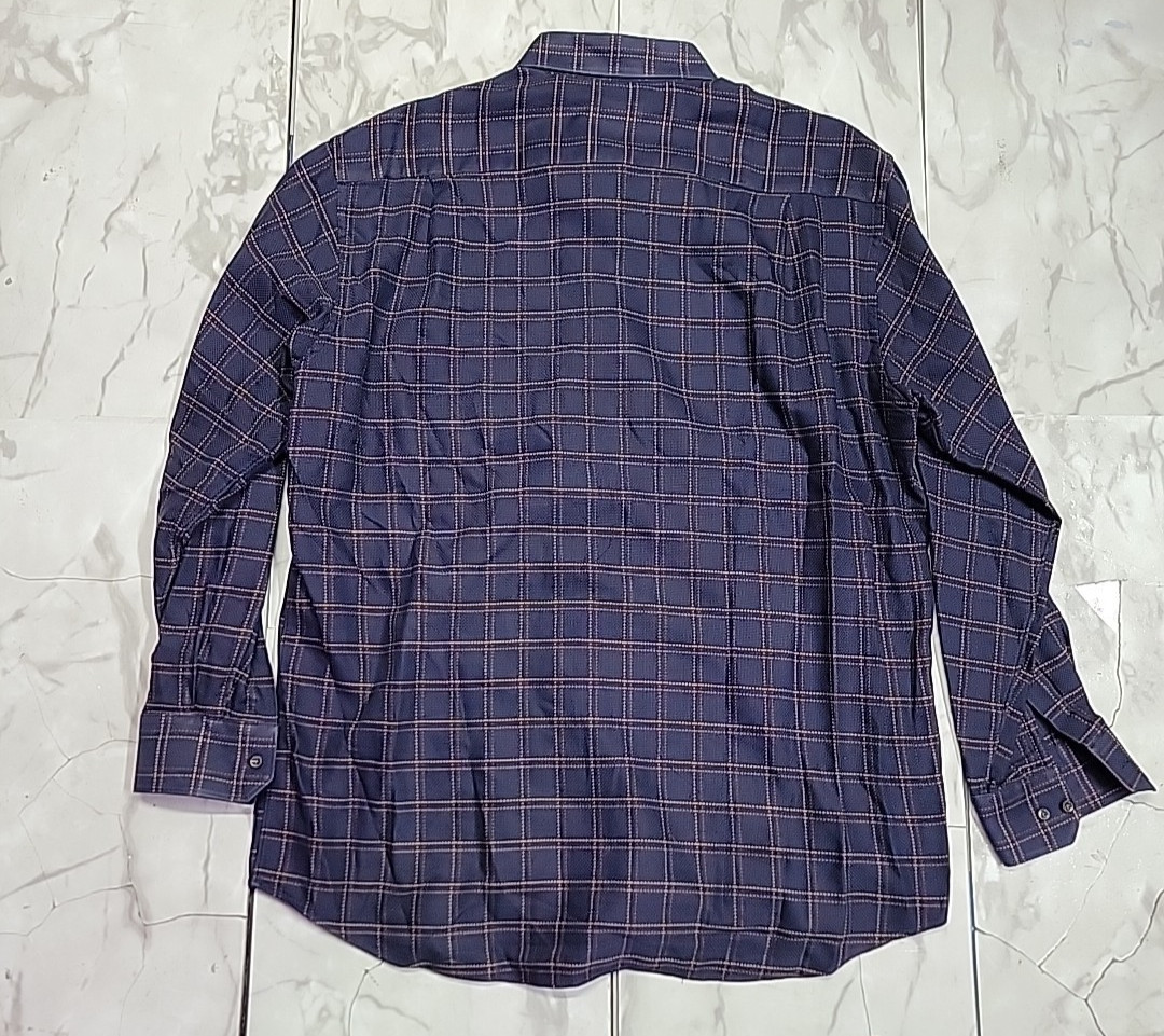 Scott Barber Mens XL Checkered Board Blue Long Sleeve Button Down Oxford