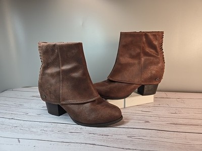 Fergalicious By Fergi Boots 10W Liberty Ankle Brown Suede Block Heel Bootie