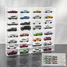 Display Case for 32 Hot Wheels,Matchbox Cars,Display Case Wall Mount,Transpar...