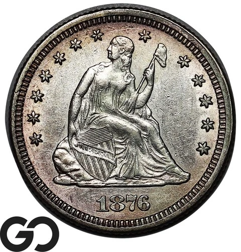 1876 Seated Liberty Quarter, Choice Uncirculated++