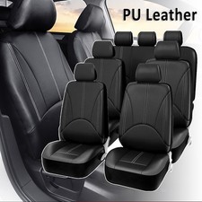 Leather Auto Car Seat Covers Cushion 3 Row 7 Seaters Full Set For Auto Suv Van -