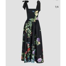 Alice + Olivia Oriana Tie Strap Drop-Waist Midi Dress Size 6 NWT