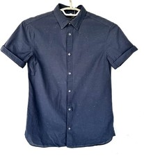 AllSaints Waycross SS Button Down Shirt in Flecked Ink Blue Size XS Retail 128