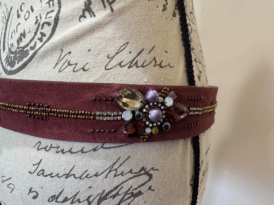 Новый с Ярлыками Chico's кожаный цветок драгоценностями галстук ремень замши бордовый средний богемное - Изображение 4 из 4