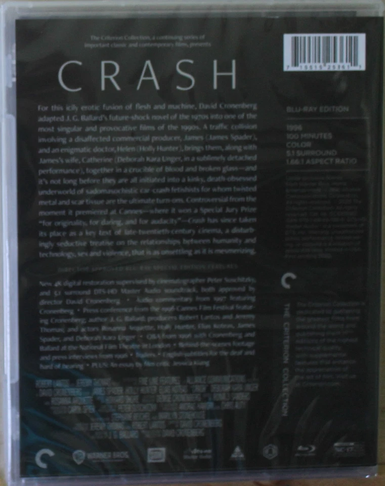 David Cronenberg's CRASH-1996 Rated-NC-17 (Criterion Collection Blu-Ray) SEALED - Image 2 of 2