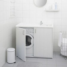 Mobile Coprilavatrice e Lavatoio in Pvc Reversibile Bianco 109x60xh92 Cm Negrari