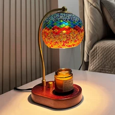 Mosaic Glass Candle Warmer Lamp with Plate - Creates Stained-Glass Effect