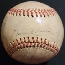 GENE MAUCH, BUD HARRELSON, CLEON JONES SIGNED AUTOGRAPHED OLD TIMERS GAME BALL!