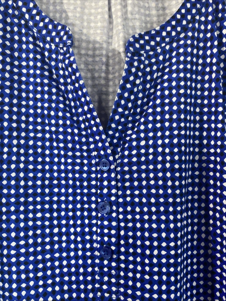 Blusa para mujer Liz Claiborne talla XL cuello en V 1/2 botones manga corta azul Foto 2 de 4