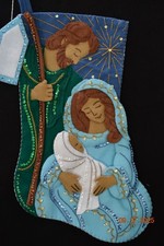 NEW HANDMADE 18" Bucilla Peaceful Nativity 2023 Felt Stocking