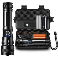 Rechargeable Tactical LED Flashlight kit- Super Bright XHP50 Torch 5 Light Modes