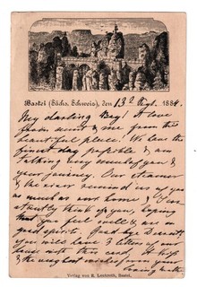Seltene Ansichtskarte Vorläufer Bastei gelaufen auf Ganzsache 1884