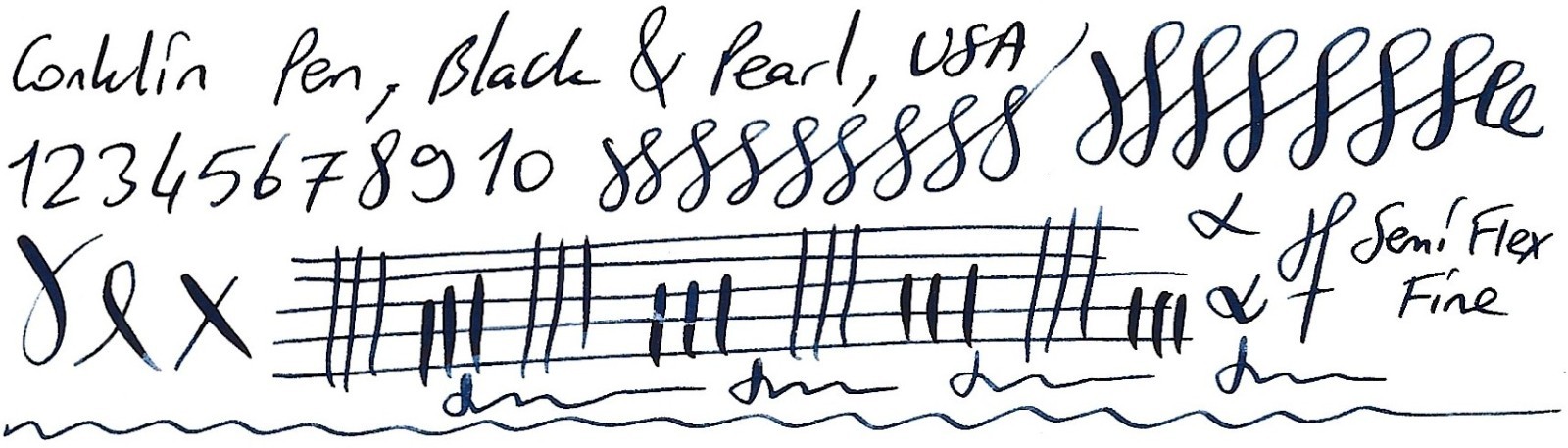 VINTAGE CONKLIN FOUNTAIN PEN BLACK AND PEARL SEMI FLEXIBLE 14K GOLD FINE NIB USA